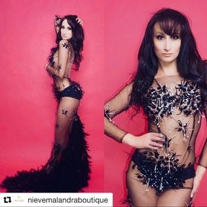 Long Mesh Formal Gown